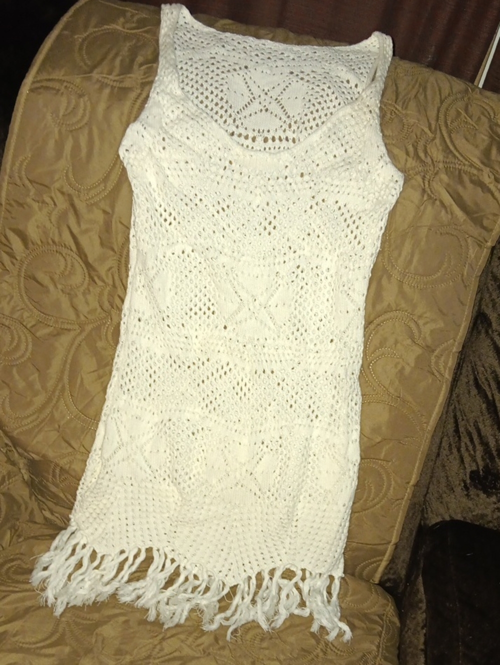 Women’s White Crochet Fringe Dress